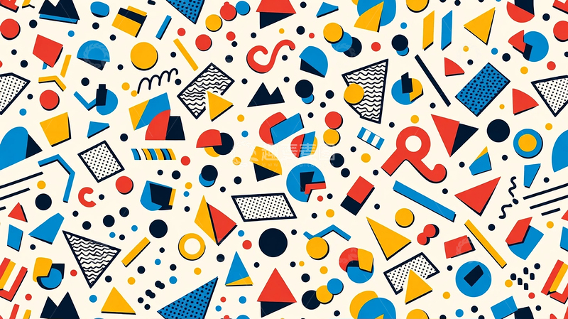 高清大图下载【趣麦麦图】极简几何色彩的抽象宇宙