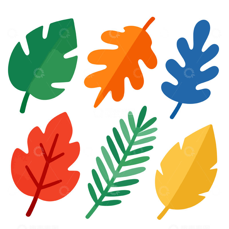 源文件下载【趣麦麦图】多彩树叶插画素材