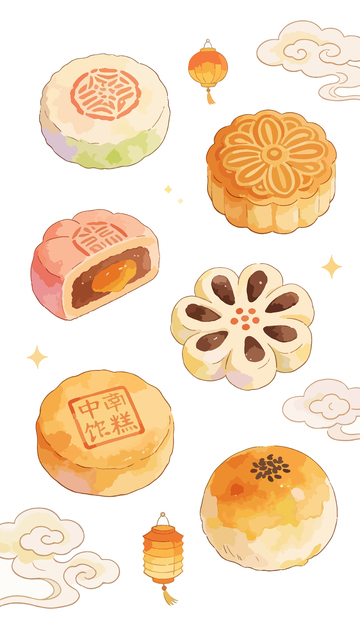 中秋月饼插画设计素材