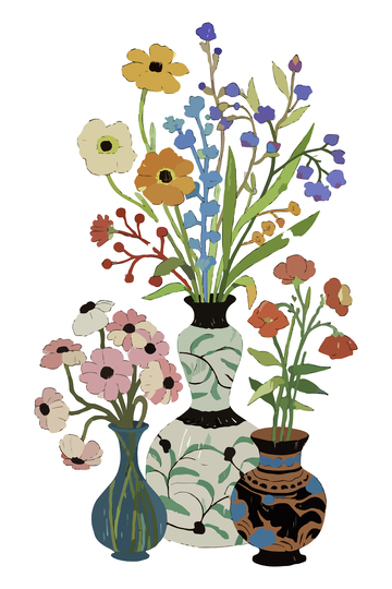 花卉插画花瓶装饰画
