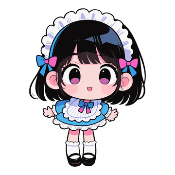 可爱卡通少女动漫形象贴纸设计