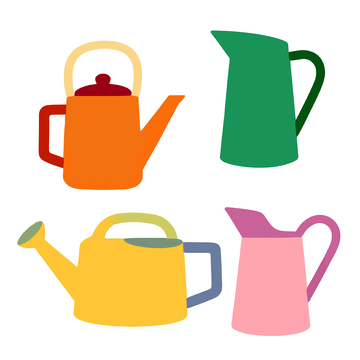 多彩浇花壶矢量插画素材