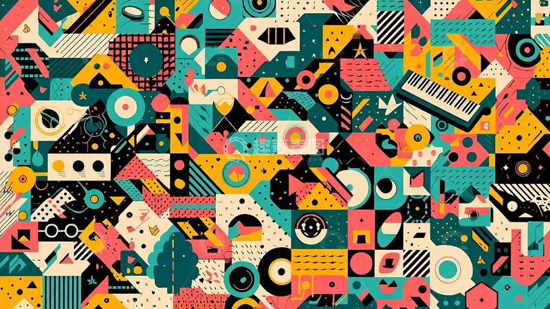 高清大图下载【趣麦麦图】迷幻几何光影舞曲