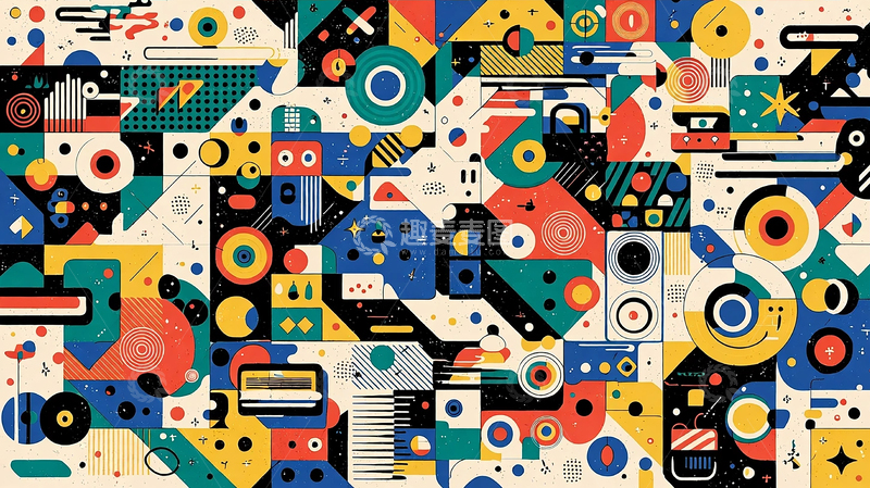 高清大图下载【趣麦麦图】彩色几何的无限迷宫