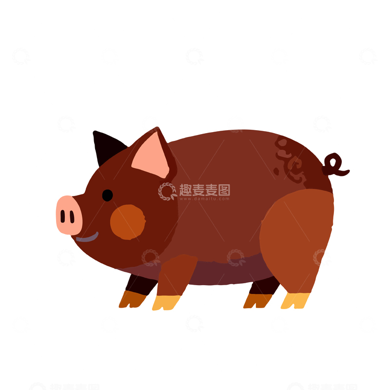 源文件下载【趣麦麦图】卡通风格猪动物矢量插画