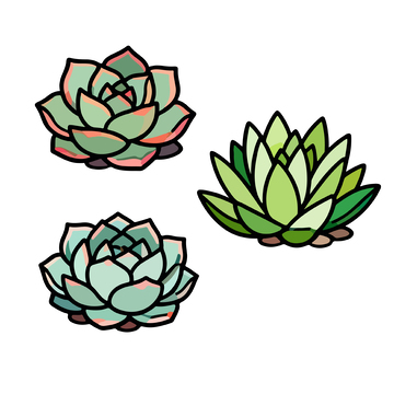 可爱风多肉植物矢量插画素材