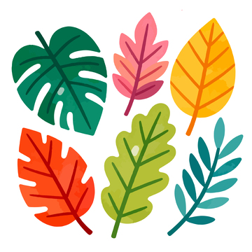 彩色叶子插画设计素材