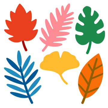 彩色叶子贴纸设计元素
