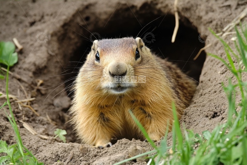 高清大图下载【趣麦麦图】洞穴里的小土拨鼠