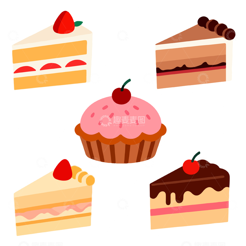 源文件下载【趣麦麦图】卡通甜点插画设计元素