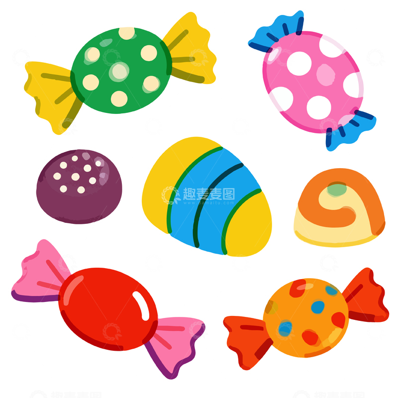 源文件下载【趣麦麦图】卡通糖果插画设计元素