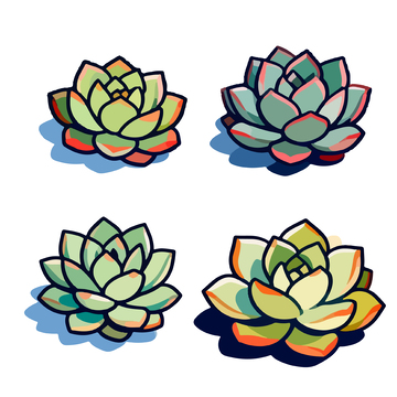 多肉植物插画集合