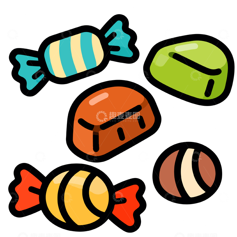 源文件下载【趣麦麦图】卡通糖果插图素材
