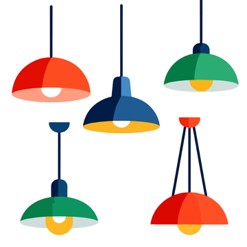 彩色吊灯简约设计元素矢量图
