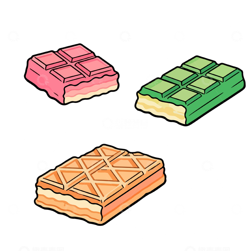 源文件下载【趣麦麦图】手绘糖果糕点插画