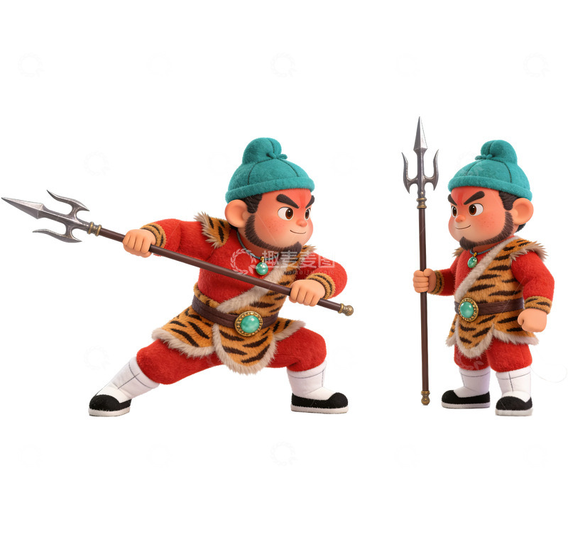 高清大图下载【趣麦麦图】Q版水浒传人物系列-解珍解宝（免扣）