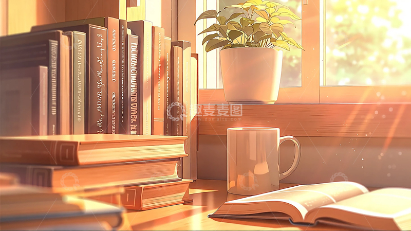 高清大图下载【趣麦麦图】-书海中的温暖光晕瞬间