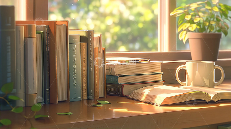 高清大图下载【趣麦麦图】阳光洒落的书桌时光