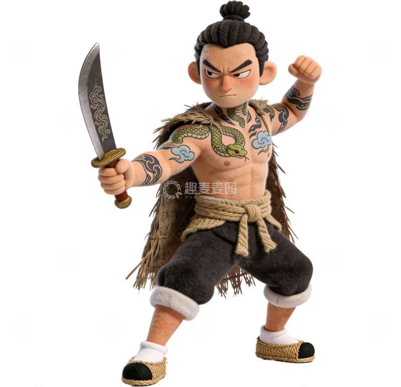 高清大图下载【趣麦麦图】Q版水浒传人物系列-张横（免扣）