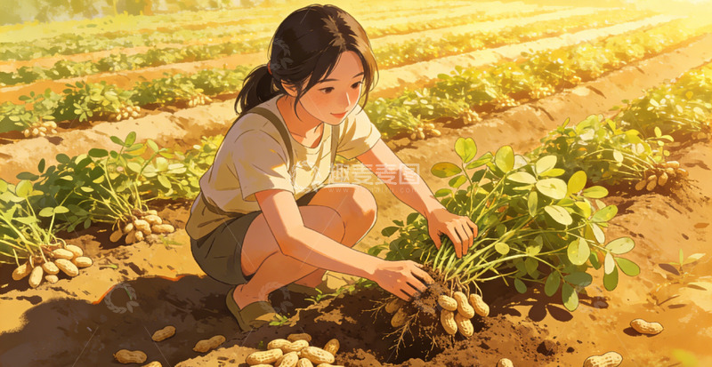高清大图下载【趣麦麦图】田园风女孩农作插画