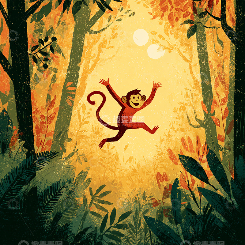 高清大图下载【趣麦麦图】森林之心的猴子欢舞奇景