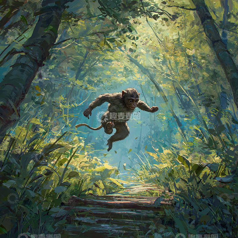 高清大图下载【趣麦麦图】密林深处的猿猴奇遇