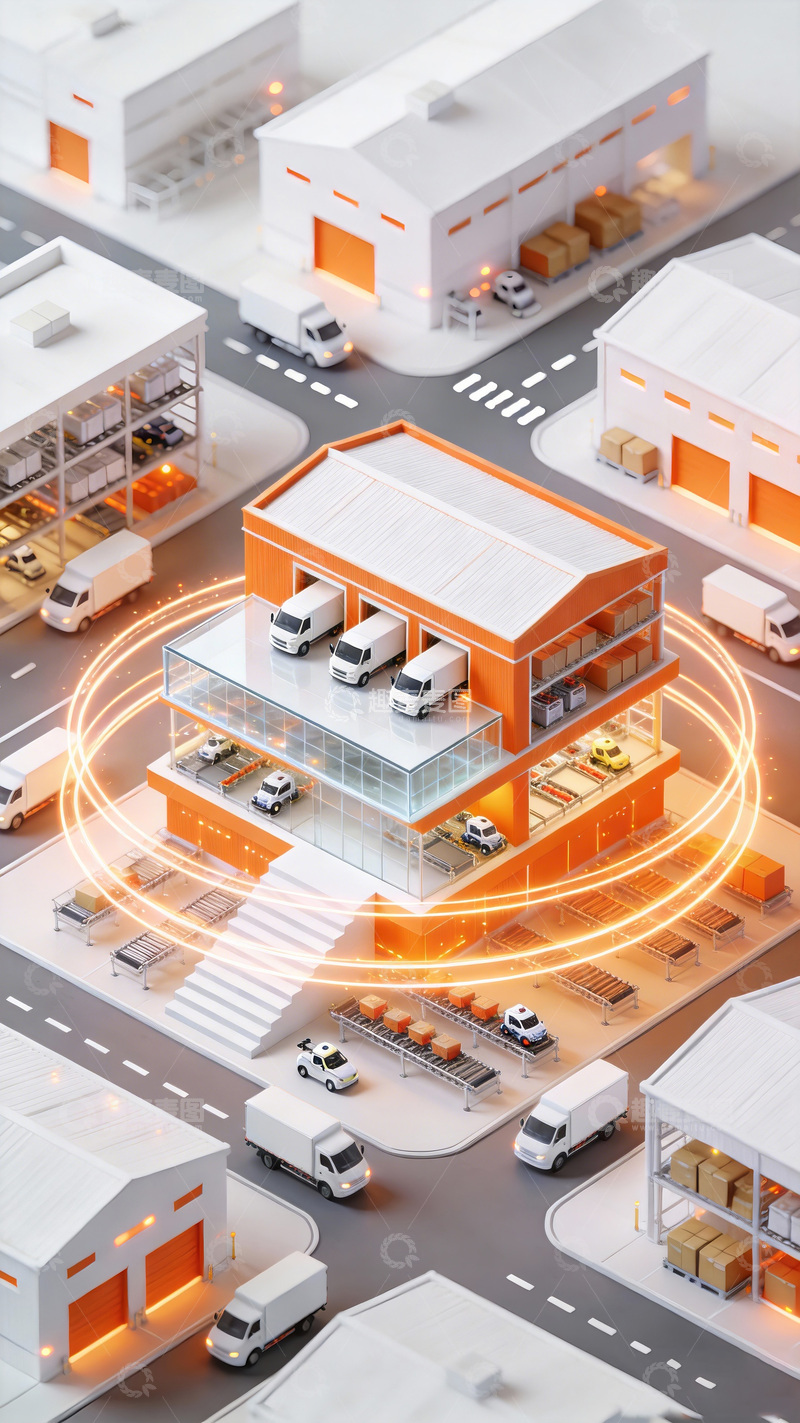 高清大图下载【趣麦麦图】微型城市物流场景模型