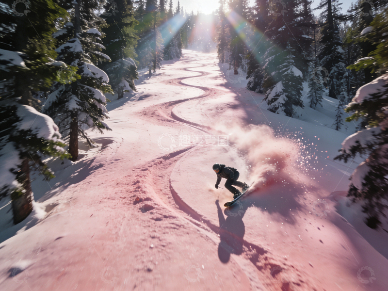 高清大图下载【趣麦麦图】冬日滑雪风光摄影图片