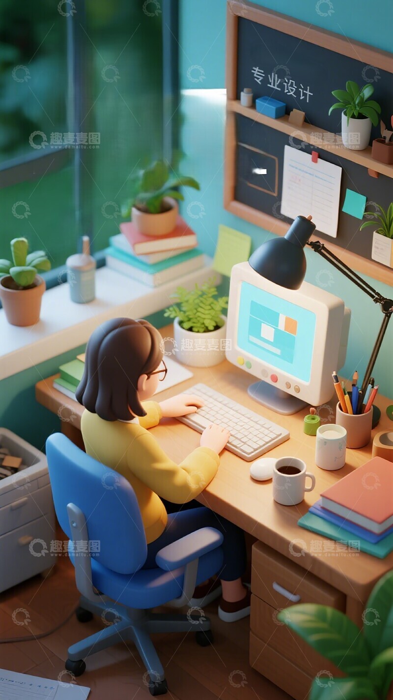 高清大图下载【趣麦麦图】卡通风办公室设计工作场景