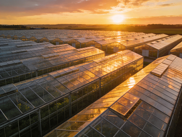 日落温室风光农业航拍