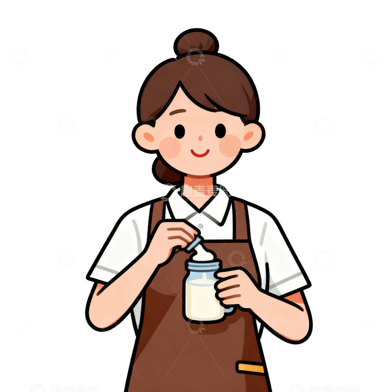 高清大图下载【趣麦麦图】卡通女性制作饮品插画素材
