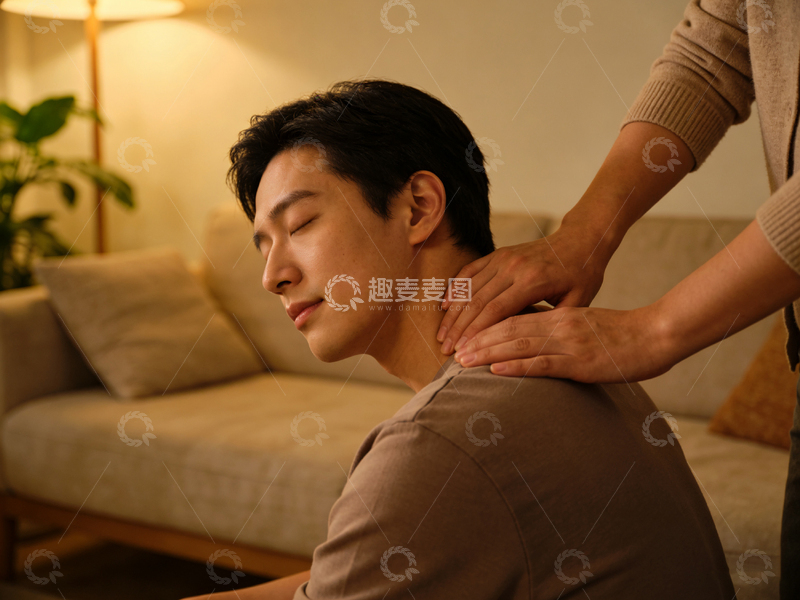 高清大图下载【趣麦麦图】居家按摩舒缓放松