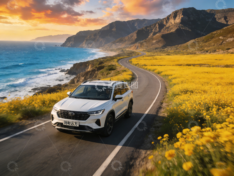 高清大图下载【趣麦麦图】沿海公路汽车风景摄影