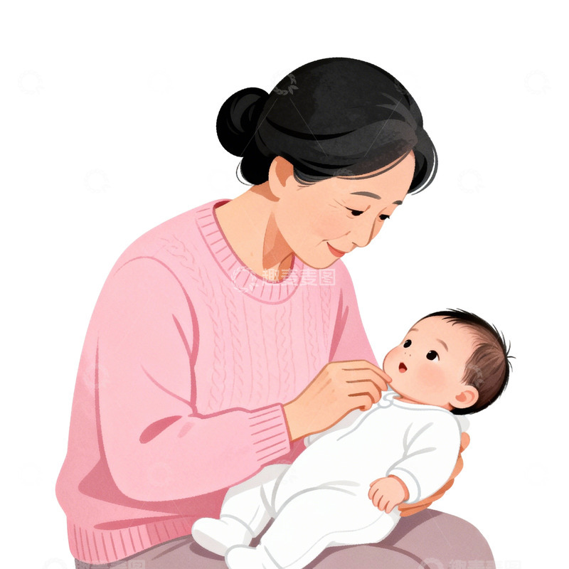 高清大图下载【趣麦麦图】温馨母爱插画母婴图