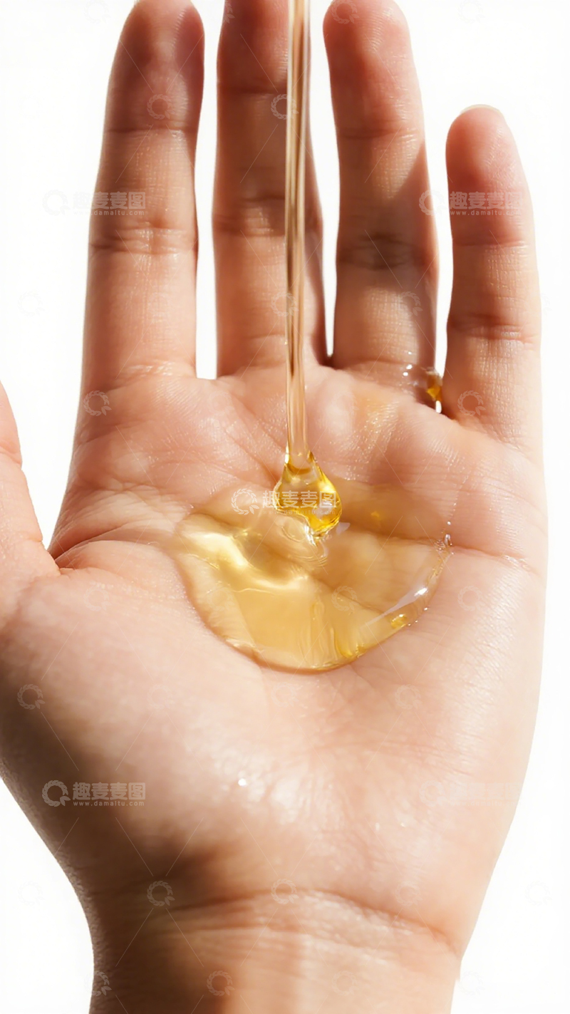 高清大图下载【趣麦麦图】金色蜂蜜手心滴落特写