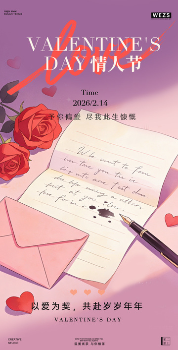 情人节情书海报设计素材