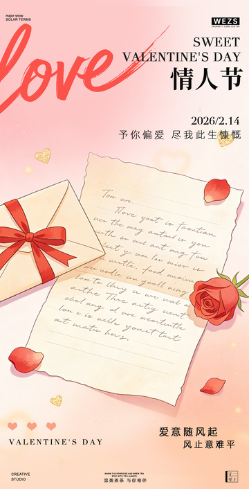 情人节情书卡片浪漫插画设计素材