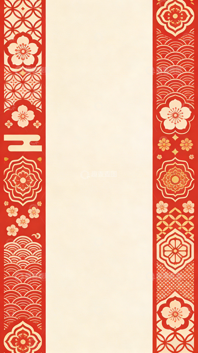 高清大图下载【趣麦麦图】传统东方花纹背景设计素材