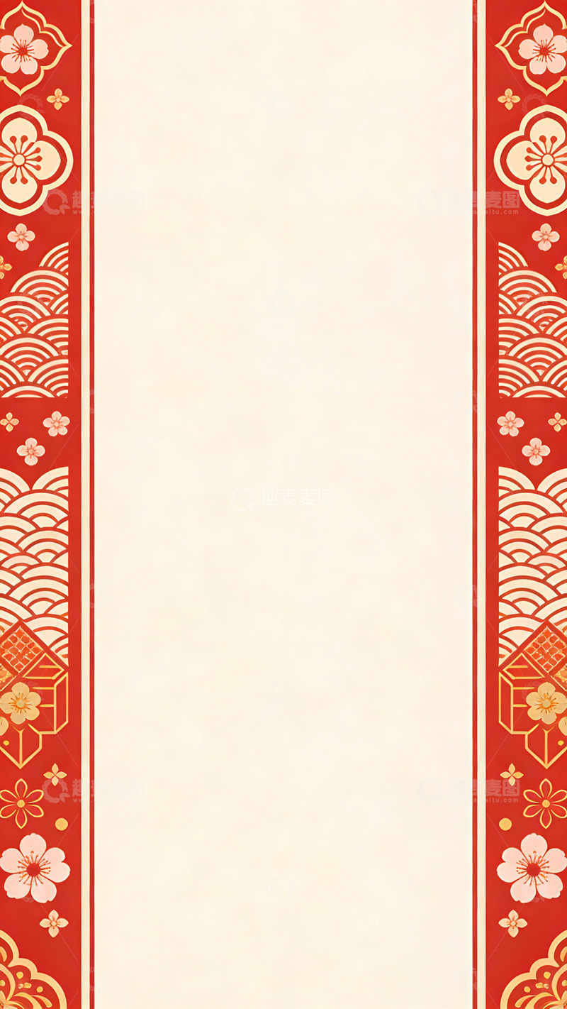 高清大图下载【趣麦麦图】红色传统花纹背景设计模板