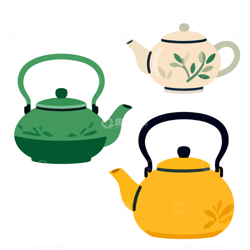 源文件下载【趣麦麦图】-卡通风格茶壶插画设计素材