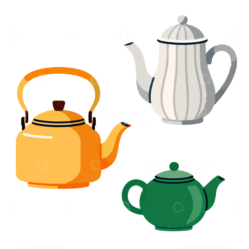 源文件下载【趣麦麦图】-卡通风格茶壶插画设计元素