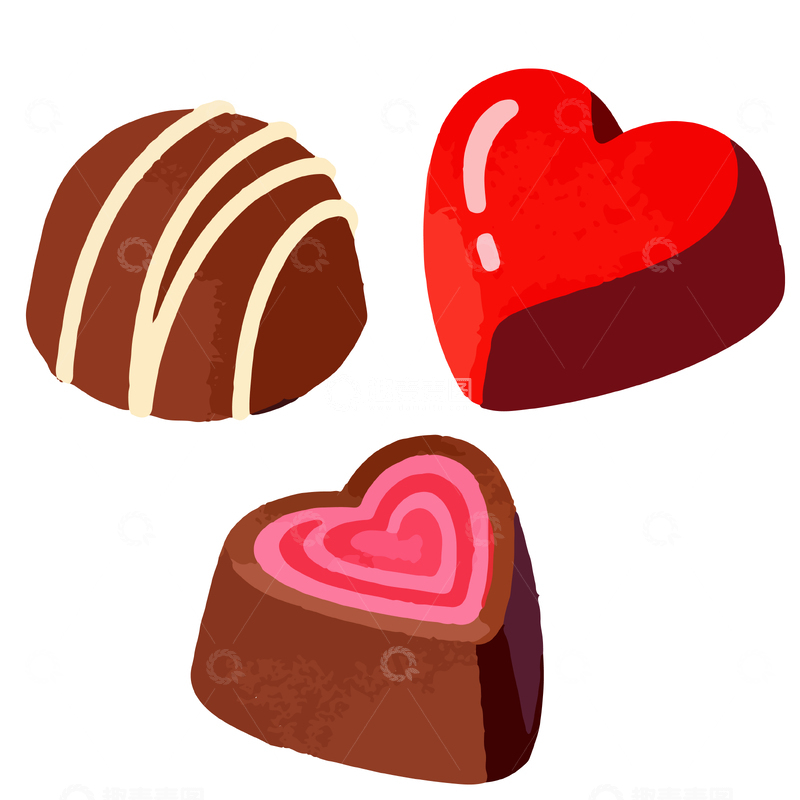 源文件下载【趣麦麦图】卡通风格心形巧克力插画