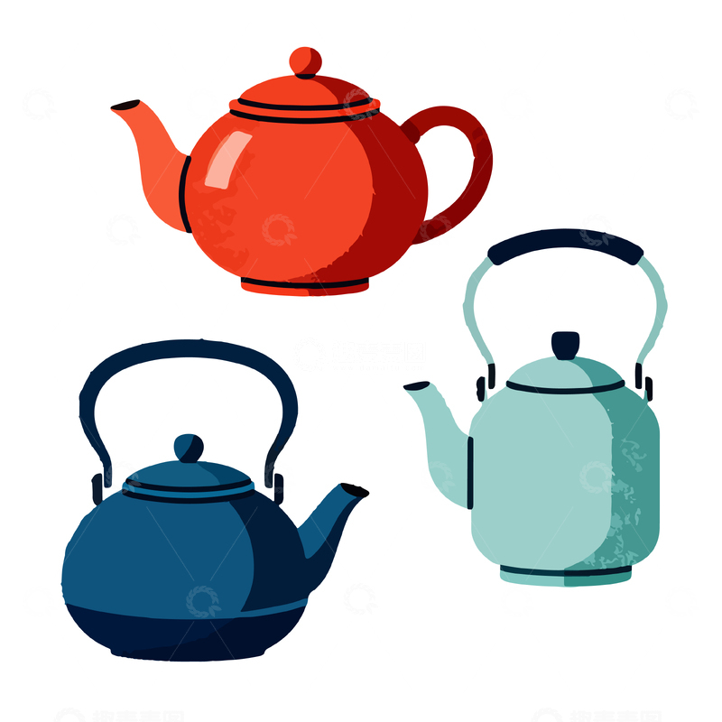 源文件下载【趣麦麦图】-卡通风格茶壶矢量插画