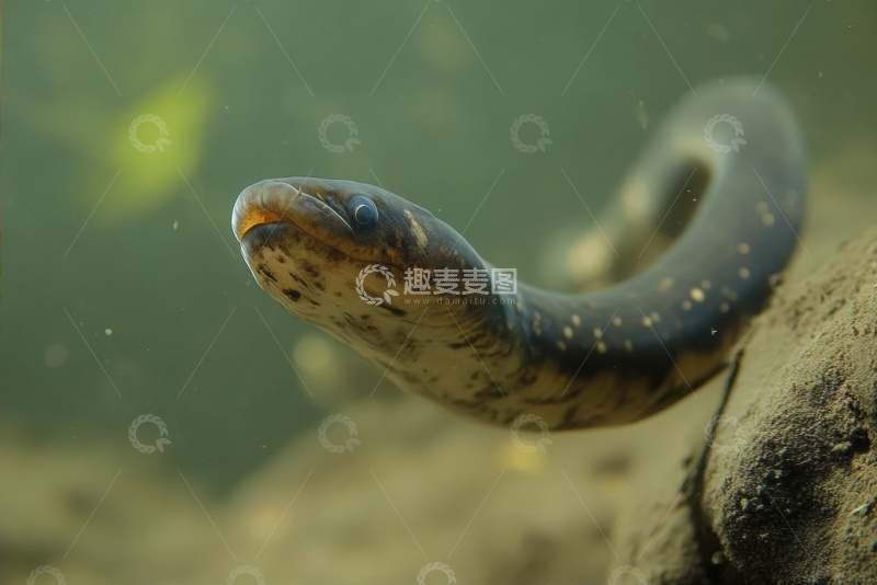 高清大图下载【趣麦麦图】河底的一条鳗鱼