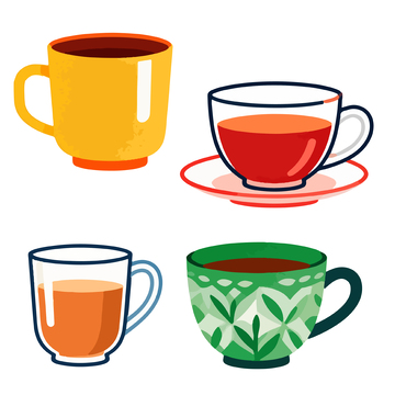 卡通风格茶杯图案设计素材