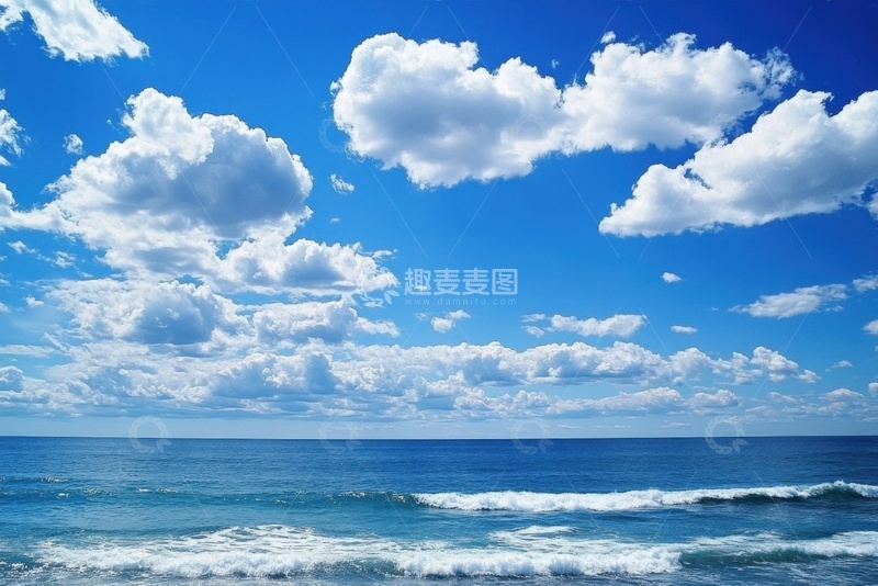 高清大图下载【趣麦麦图】大海蓝天白云自然美景