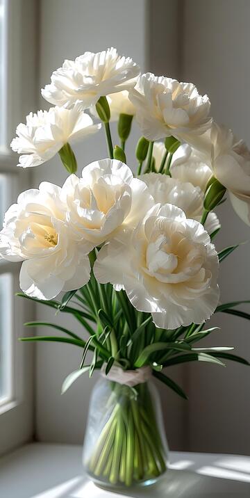 春天治愈系白色康乃馨鲜花ins风5