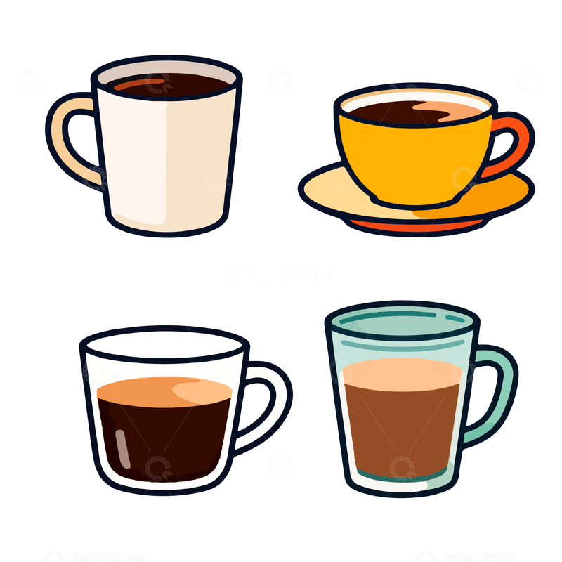 源文件下载【趣麦麦图】卡通风格咖啡杯插画设计素材