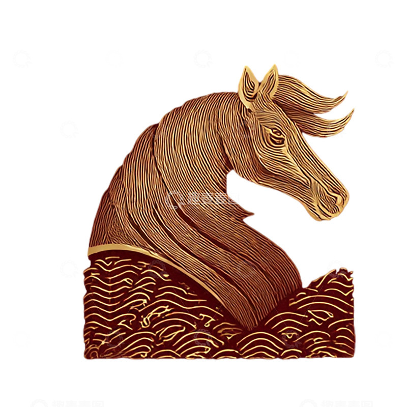 高清大图下载【趣麦麦图】精美木雕独角兽雕像