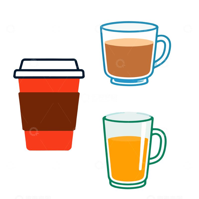 源文件下载【趣麦麦图】卡通风格饮品杯矢量图标素材